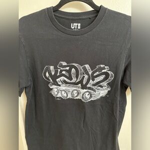 Men’s Black Uniqlo KAWS Short Sleeve Graphic T-Shirt, Size Small